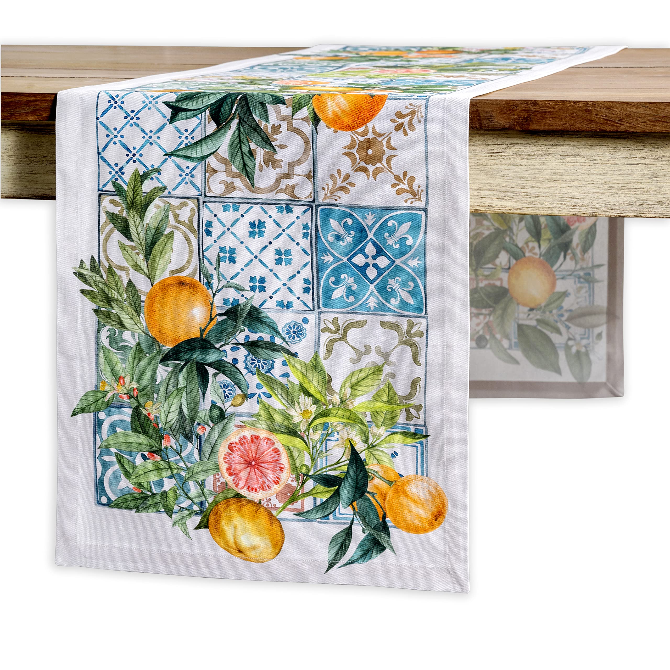 Maison d' Hermine Table runner 100% Cotton Single Layer Table Runners 180 CM long for Home Kitchen Dining Party Wedding Bridal Shower Gifts for Mothers Day (Agrume, 37 cm x 180 cm) — image 1