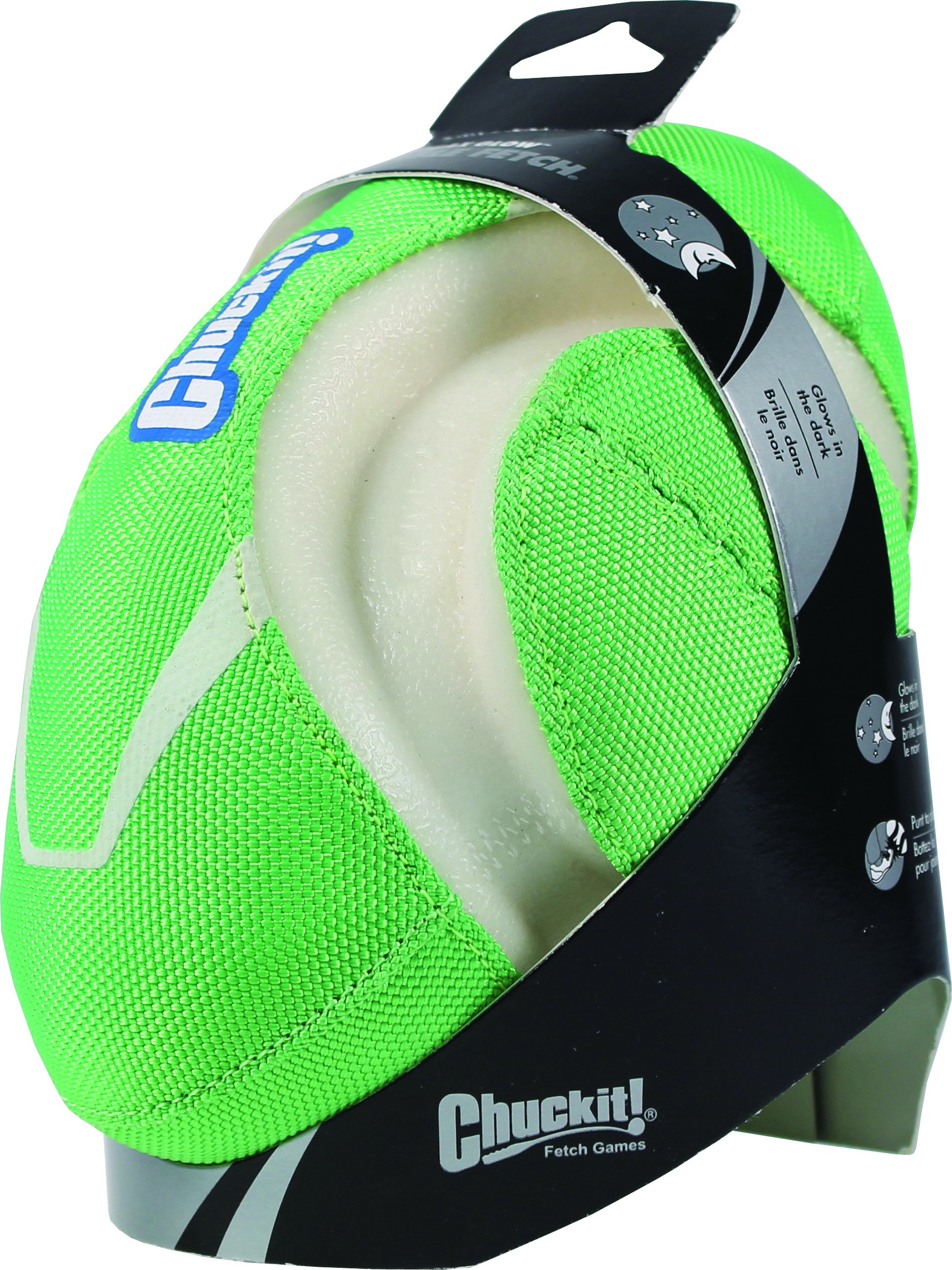 Chuckit Fumble Fetch Max Glow Dog Toy,Green/White,Medium