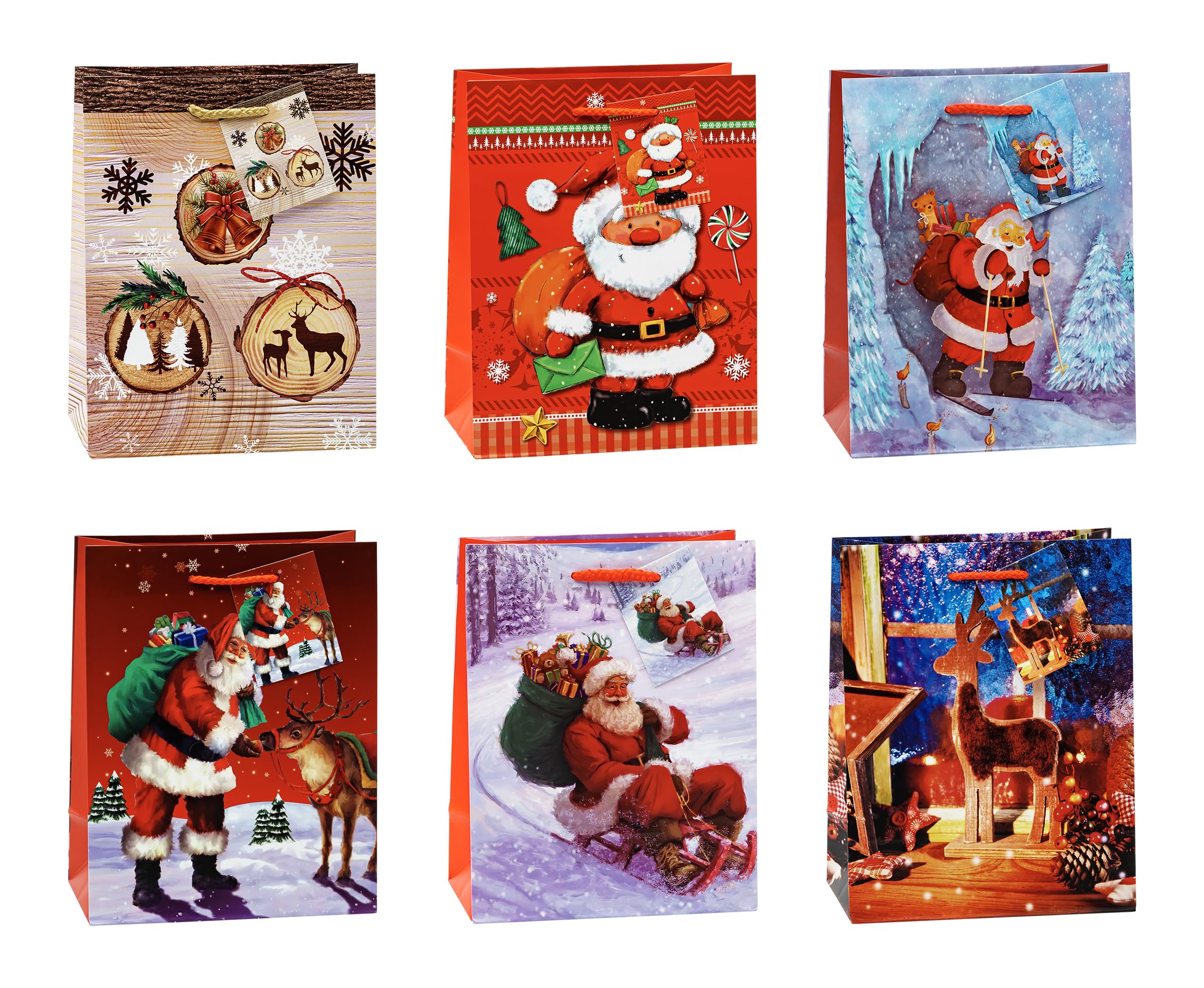 TSI 84017 Gift Bags Christmas No 7, Pack of 12, Size: Medium (7 x 4 x 9 inch)