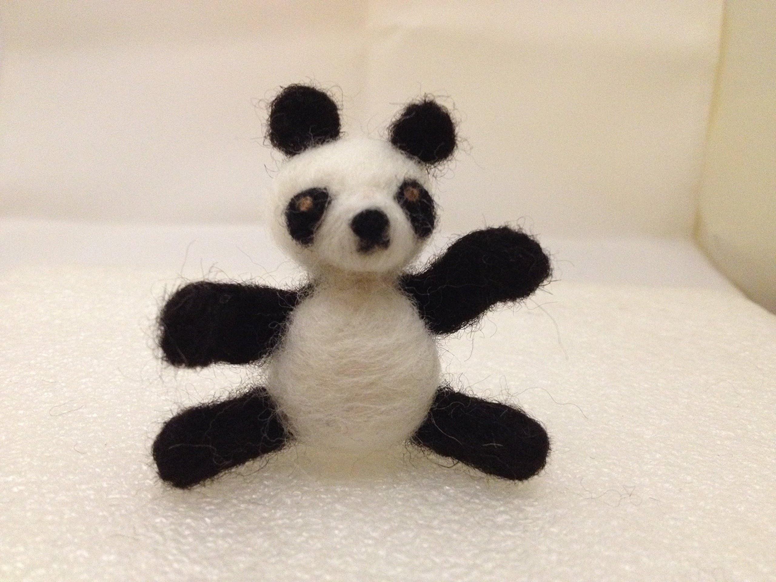 Needle Felted Panda Bear OOAK Wool Doll Miniature