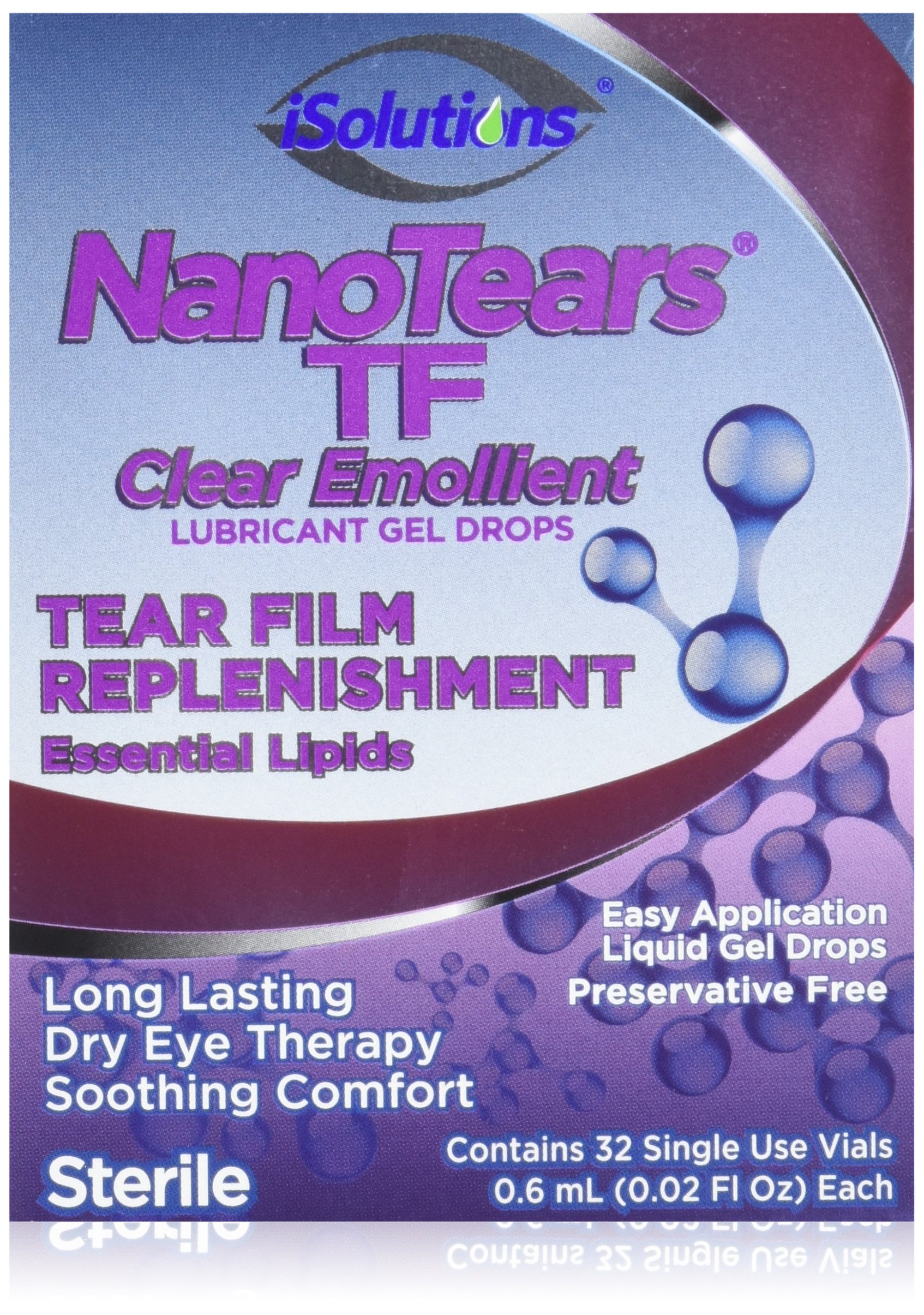 NanoTears XP Clear Emollient Lubricant Gel Eye Drops, Two