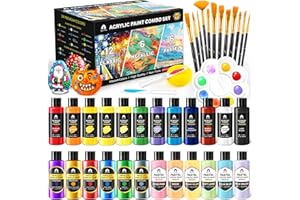 VIGORFUN 40 Pcs Classic & Metallic & Pastel Acrylic Paint Set with 12 Brushes, 2 Knives & Palette, 24 Colors (2oz/60ml) - for Adults, Kids, Artists & Beginners - Arts and Crafts Painting Kit