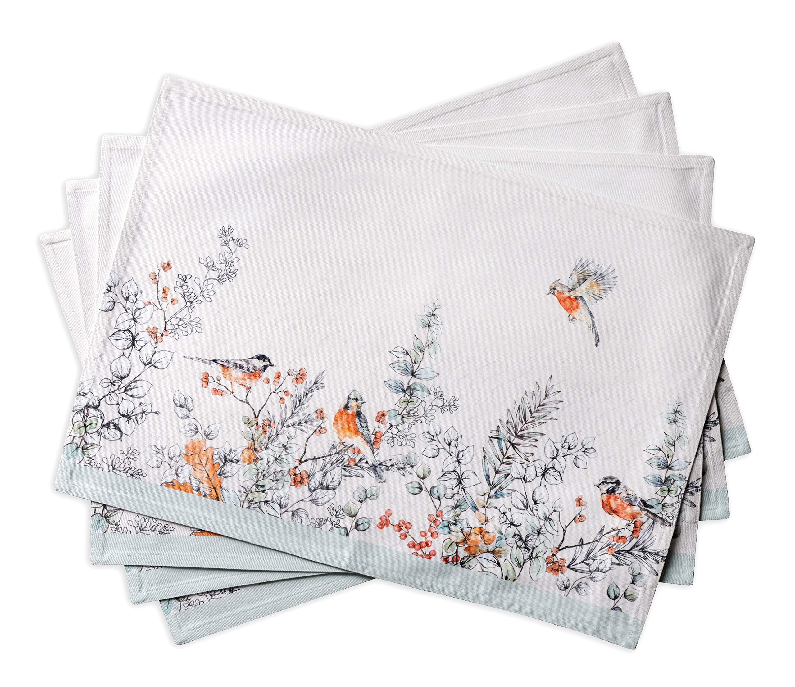 Maison d' Hermine Placemats Set of 4 100% Cotton Washable Cloth Place Mats, Reusable Table Mats for Christmas Decorations Kitchen Dining Wedding Restaurant (Whitish Shabby Chique, 33 CM x 48 CM)