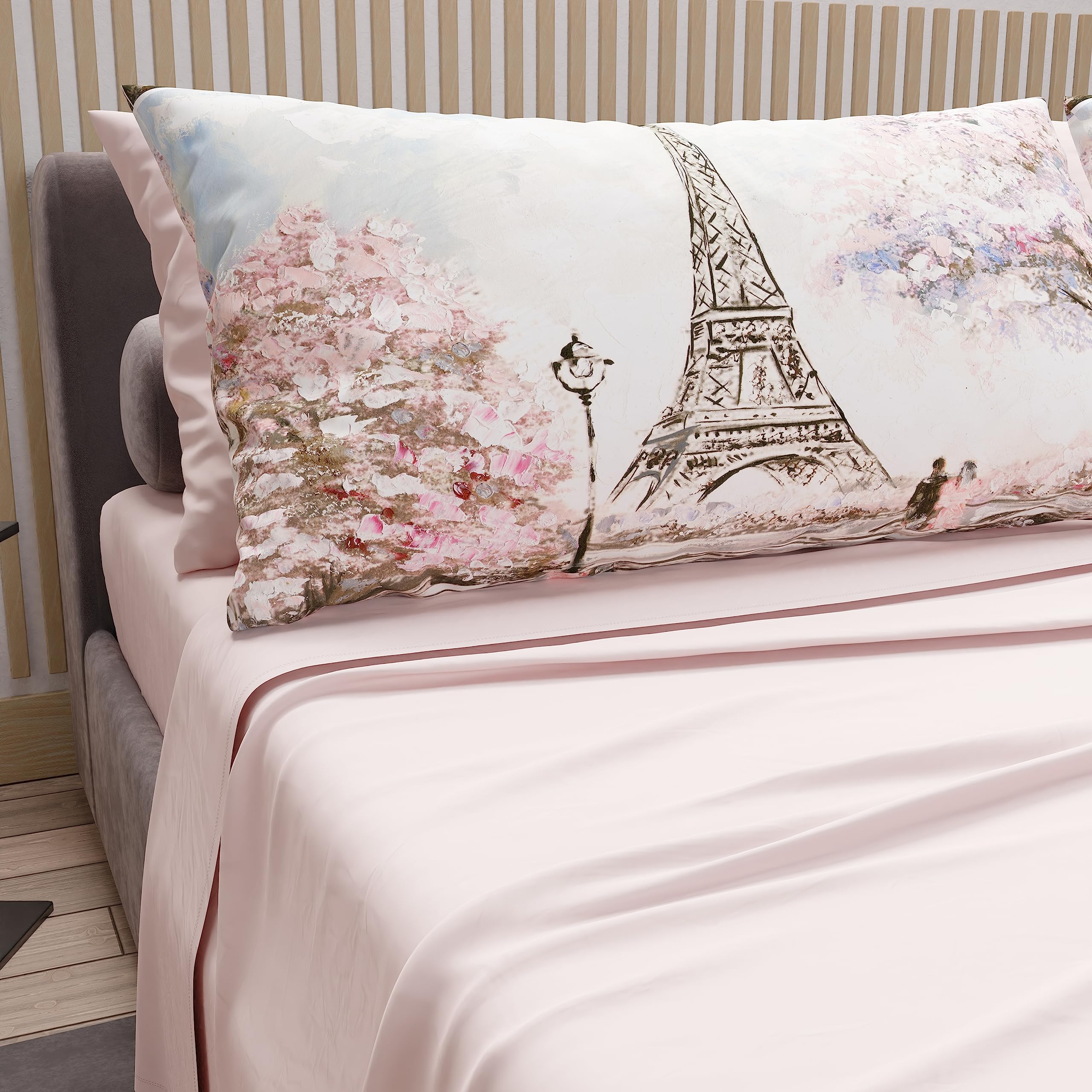 PETTI Artigiani Italiani - Cotton Sheets with Pillowcases in Digital Print, Single Bed Sheet, Single Bed Set, Pink, 100% Made in Italy