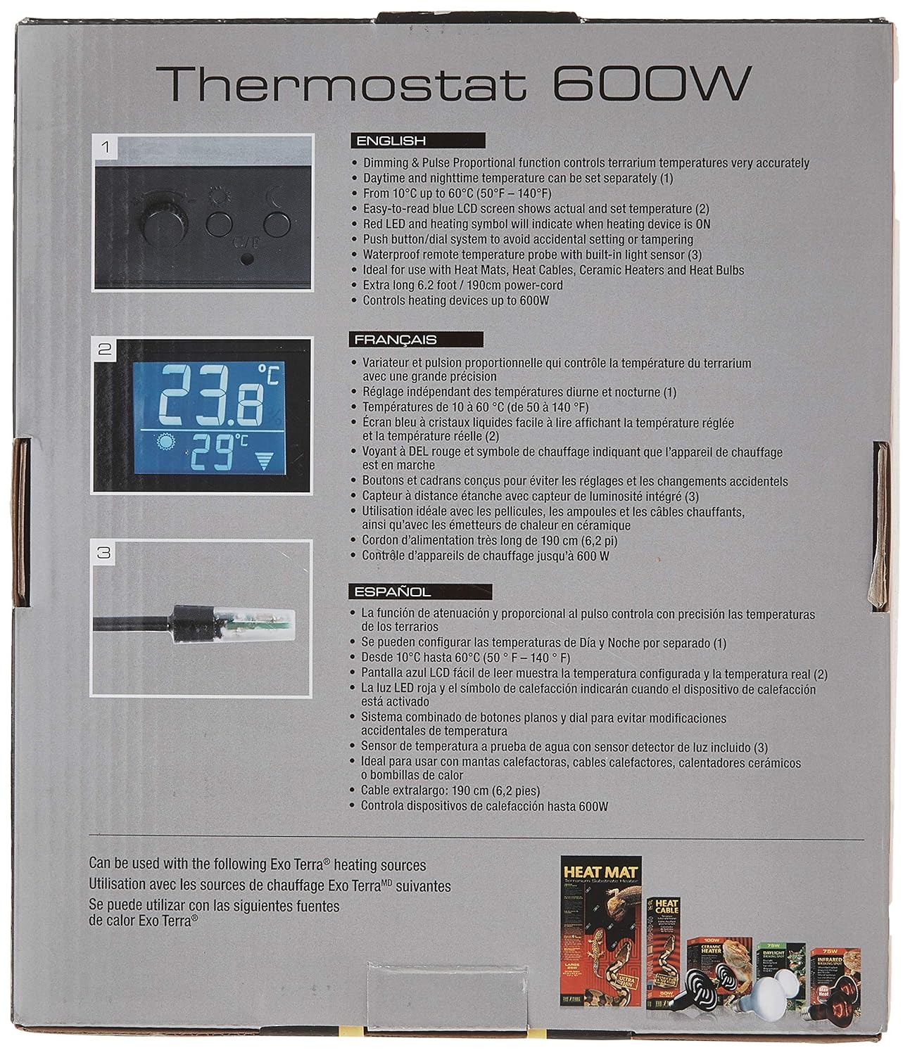 Pet Supplies Thermostats Exo Terra Reptile Dimming Thermostat 600 W