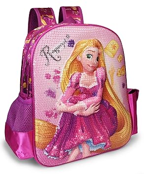 Disney Princess Rapunzel Purple School Bag for Children of Age Group 3 - 5 years| Size 14 inch | Material Satin