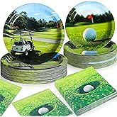 Potchen 180 Pcs Golf Party Plates and Napkins 7'' and 9'' Golf Ball Theme Decorations Paper Disposable Plates and Napkins Sport Party Supplies Tableware Set for Sports Birthday Serve 60