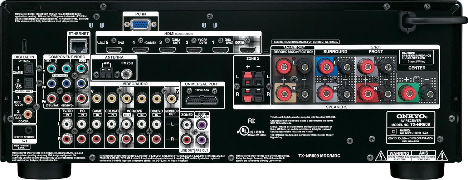 Amazon.com: Onkyo TX - NR609 7.2 Channel Network THX Certified A/V Receiver  (Discontinued by Manufacturer): Home Audio & Theater