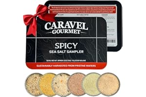 Spicy Sea Salt Sampler Set, Ghost Pepper and Habanero Salt, Give Spicy Seasoning Salt as a Gourmet Cooking Gift, 0.5 oz x Bundle of 6 Flavored Salts - Caravel Gourmet Salt