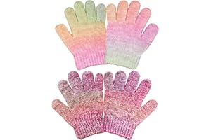 1-2 Pairs Toddlers Kids Winter Gloves for Girls Knit Warm Full Finger Mittens for baby Boys 3-8 Years Olds