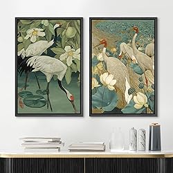 MUDECOR Framed Canvas Print Wall Art Elegant Cranes