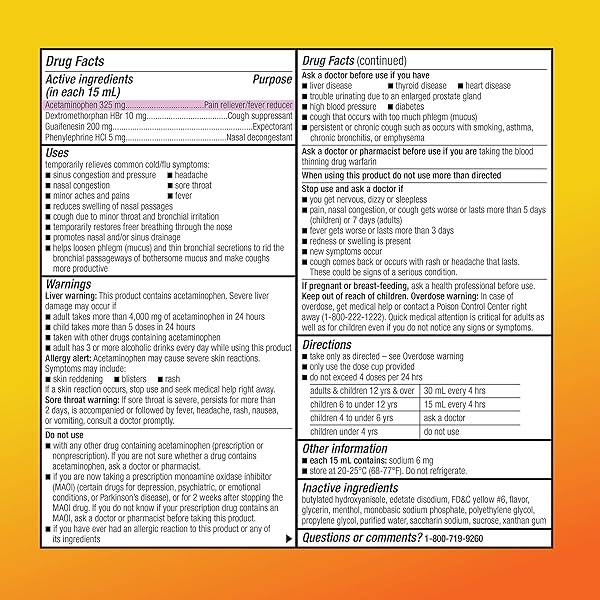 AMAZON BASIC CARE SEVERE DAYTIME COLD & FLU, MAXIMUM STRENGTH LIQUID MEDICINE, RELIEVES ACHES, PAIN, FEVER, COUGH, NASAL & CHEST CONGESTION, SORE THROAT, ORIGINAL FLAVOR, 8 FL OZ (PACK OF 1)