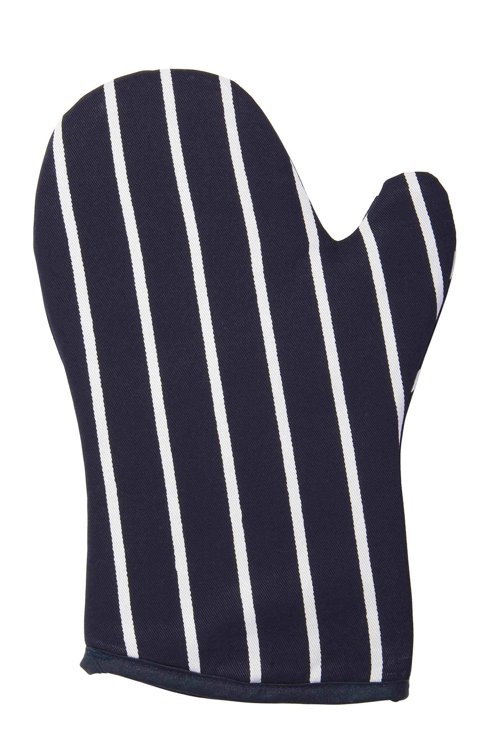 Classic Butcher's Stripe Oven Gauntlet in Navy Blue