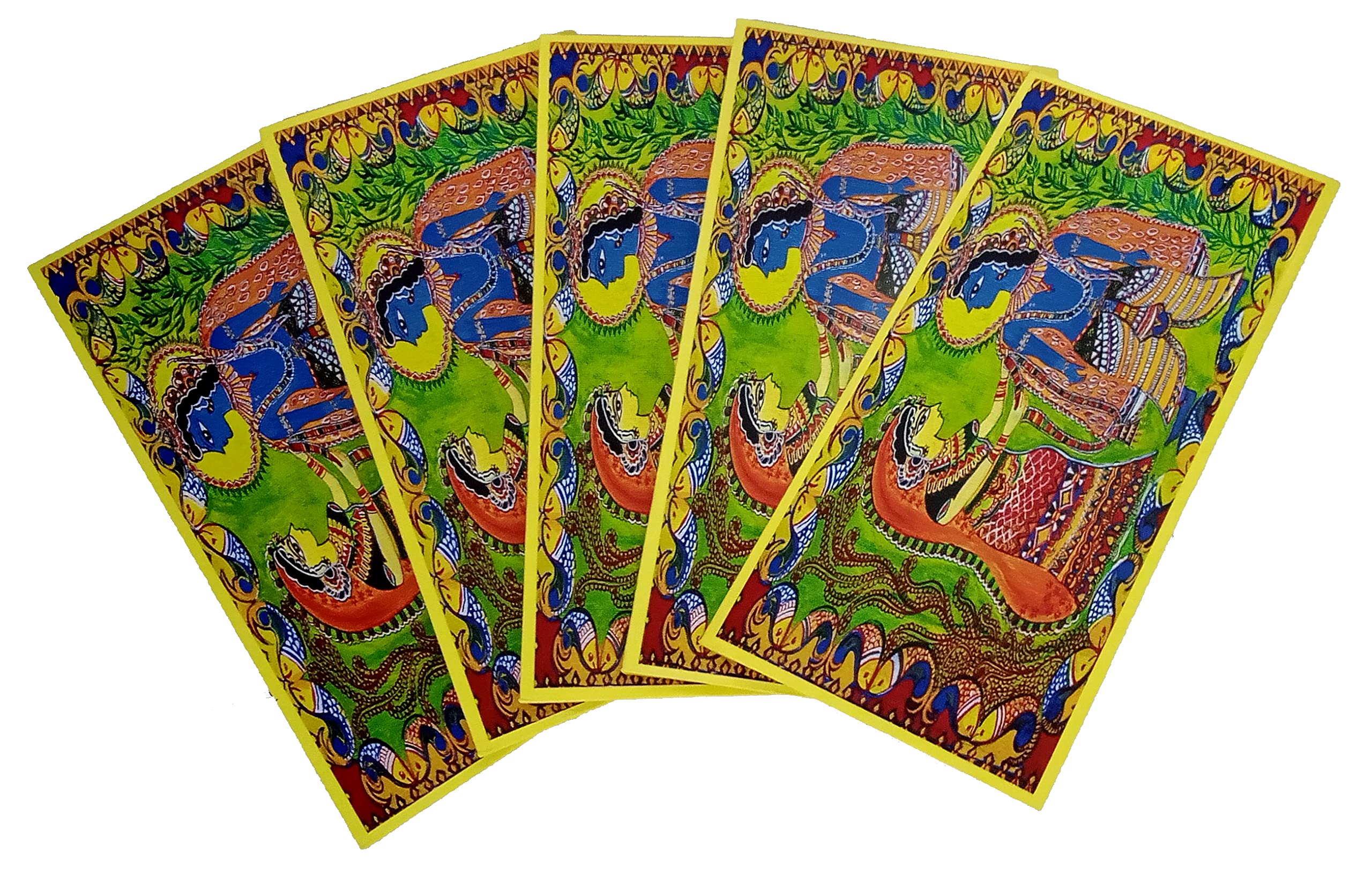 Purpledip Paper Envelopes Radha Krishna: Pack of 5 for Letters Notes Wishes Cards (12439)