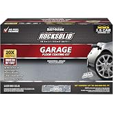 Rust-Oleum RockSolid Garage Floor Coating Kit, Gray, 2.5 Car Kit | Polycuramine coating, No hot tire pickup, Drive on in 36 hours, Includes decorative chips