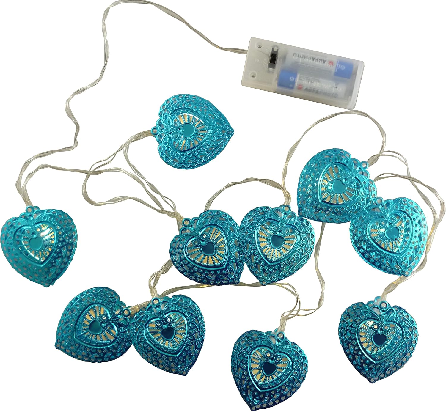 Christmas Concepts® 1.2m (3.9ft) 10 Battery Operated Heart Shaped Warm White LED Fairy Lights, Bedroom Decorations
