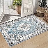 Ciicool Washable Vintage Area Rug, 2x3ft Small Boho Rug, Ultra Soft Rugs for Entryway, Non-Slip Entry Rugs Oriental Low-Pile Indoor Mat Floor Carpet for Entrance Bedroom Kitchen Bathroom Foyer Decor