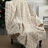 Breling Christmas Throw Blanket 3D Beige Christmas Tree Fuzzy Fluffy Soft Cozy Blanket and Throws Holiday Fleece Flannel Plush Fluffy Decoration for Couch Bed Sofa Holiday Party Gifts 50" x 60"