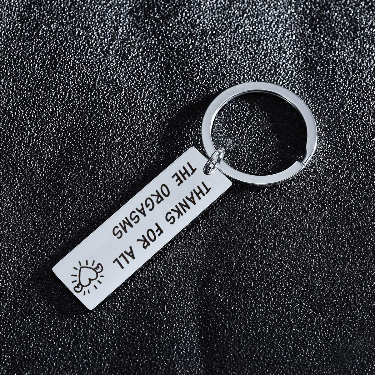 Runalp Thanks for All The Orgasms, Funny Keychain for Boyfriend Husband, Naughty Couple Gift