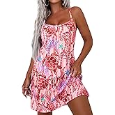 PRETTYGARDEN Women's Summer Dresses 2026 Casual Print Spaghetti Strap Sleeveless Sundress Beach Vacation Cover Ups
