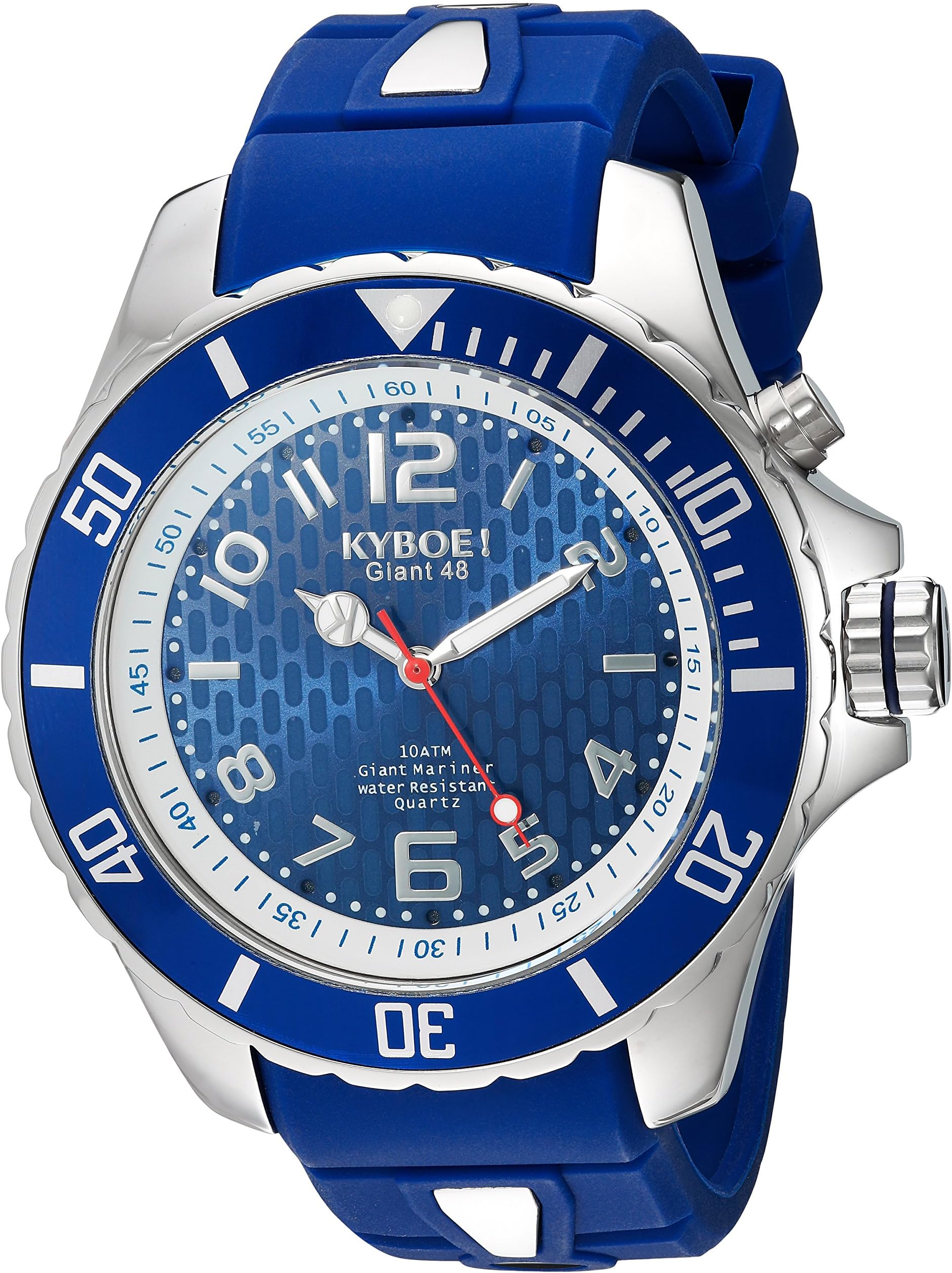 KYBOE! Power Stainless Steel Quartz Watch with Silicone Strap, Blue, 22 (Model: KY.48-008.15)