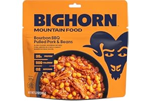 BIGHORN Mountain Food Bourbon BBQ Pulled Pork and Beans - premium freeze dried meals for backpacking food - dehydrated camping food for backpacking meals - 2 Servings