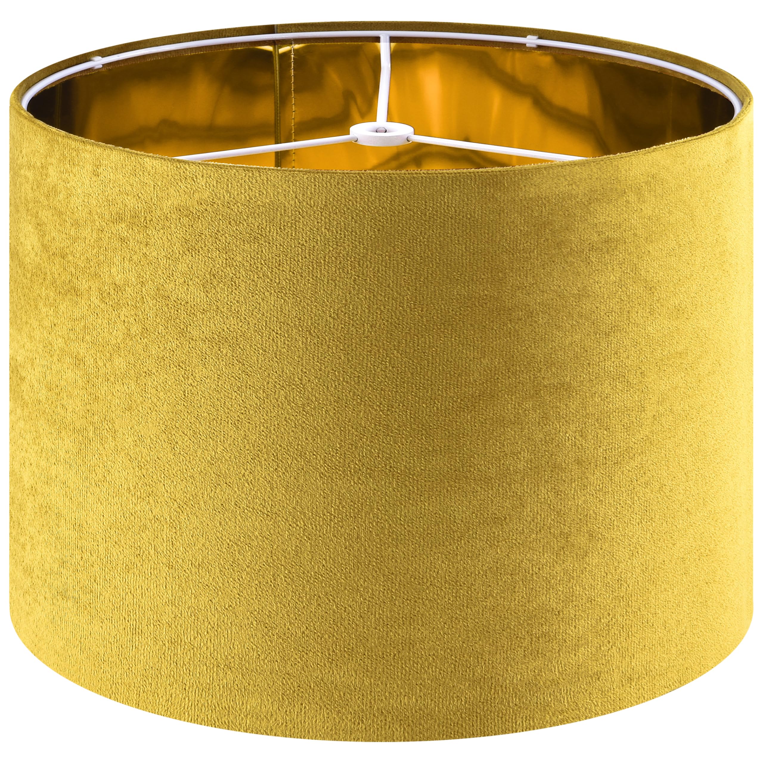 Photo 1 of GO&SO Set of 1 Large Drum Yellow Velvet Lamp Shade -16" Top x 16" Bottom x 12" High(Spider) Modern Lamp Shades For Table Lamps & Bedside Lamp Replacement Lampshade, Hand Crafted, Required Assembly