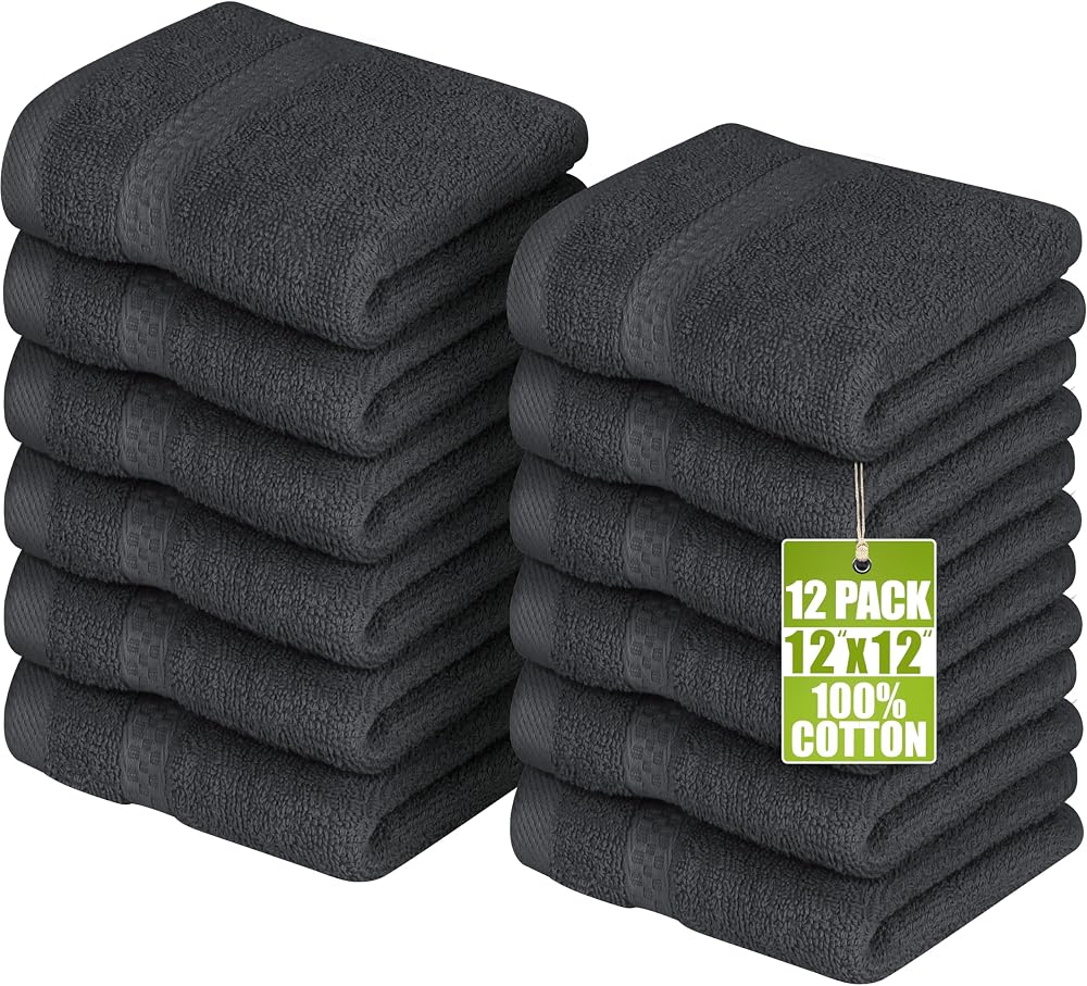 Utopia Towels Premium Washcloth Set 12 x 30x30 cm 100% Cotton Grey