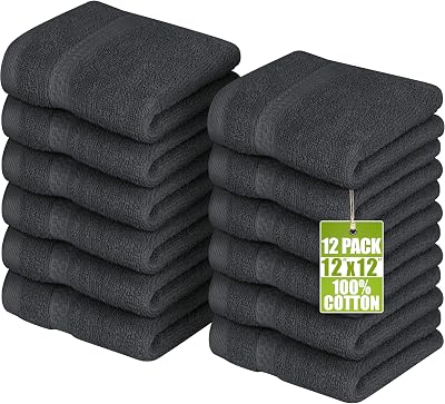Utopia Towels Premium Washcloth Set 12 x 30x30 cm 100% Cotton Grey