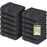 Utopia Towels 12 Pack Premium Wash Cloths Set, 12 by 12 Inches, 100% Cotton Ring Spun, Highly Absorbent and Soft Feel Essential Washcloths for Bathroom, Spa, Gym, and Face, Grey