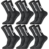 GGSTDDUP 6 Pairs Grip Soccer Socks for Men Anti Slip Athletic Socks Non-Slip Sports Football Basketball Socks with Grip Pads