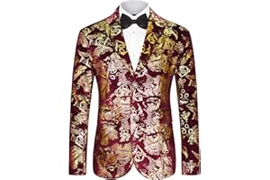 MAGE MALE Men's Dress Party Floral Suit Jacket Notched Lapel Slim Fit Two Button Stylish Blazer