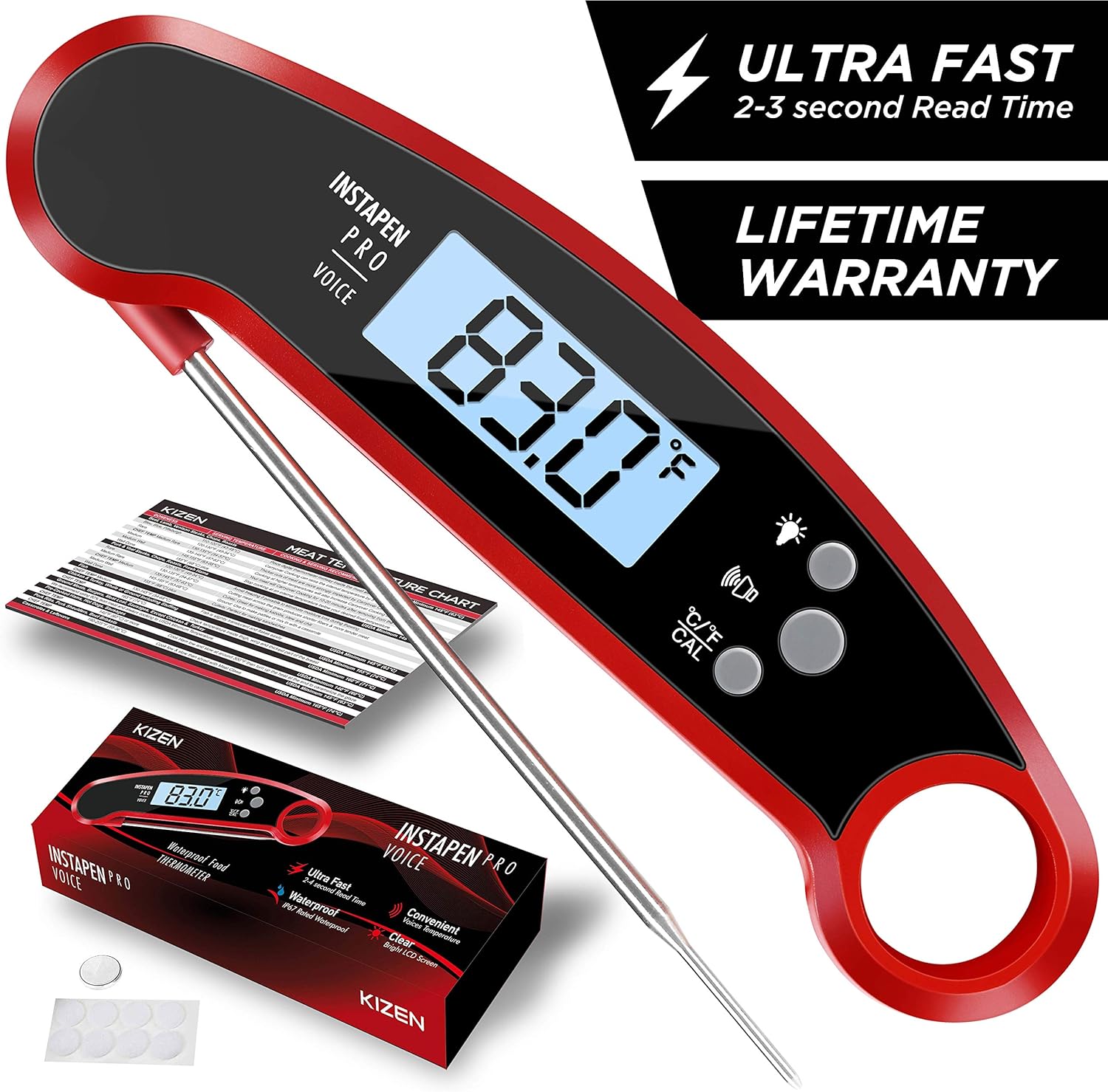 Kizen Instapen Pro Instant Read Meat Thermometer Best Waterproof