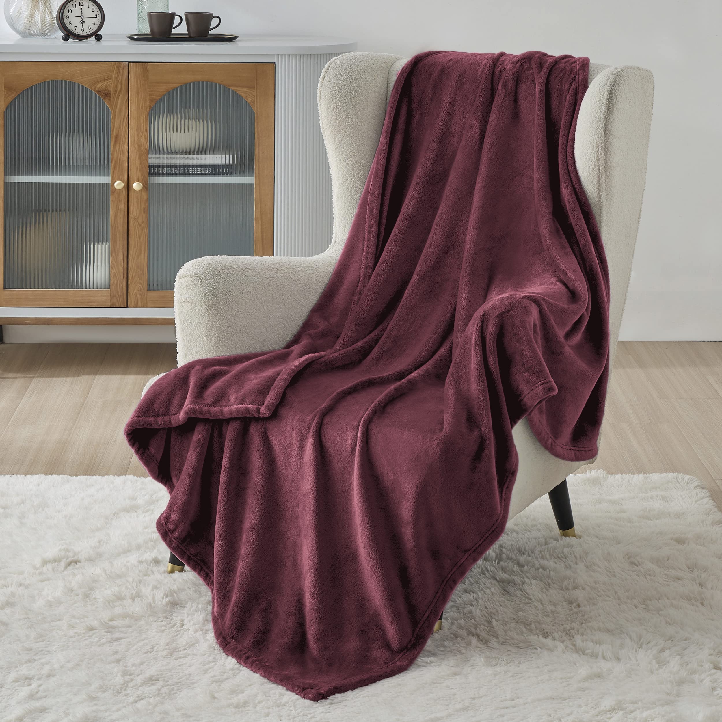 Photo 1 of Bedsure GentleSoft Fleece Throw Blanket Burgundy Red - 300GSM Blankets for Couch, Sofa, Bed, Soft Lightweight Plush Cozy Throws for Toddlers, 50x60 inches