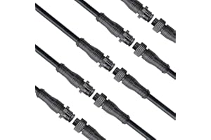 WOODGUILIN 2 Pin Electrical Connector, 2 Core Outdoor LED Connector 16AWG IP68 Male Female Plug LED Connector Metal Nut with 15CM Cable,for Car,Truck,Ship,Outdoor LED Strip Lights.(5 Pairs，2P LED)