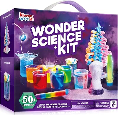 Klever Kits 50+ Kids Science Experiment Kits STEM Crystal Growing Chemistry Set