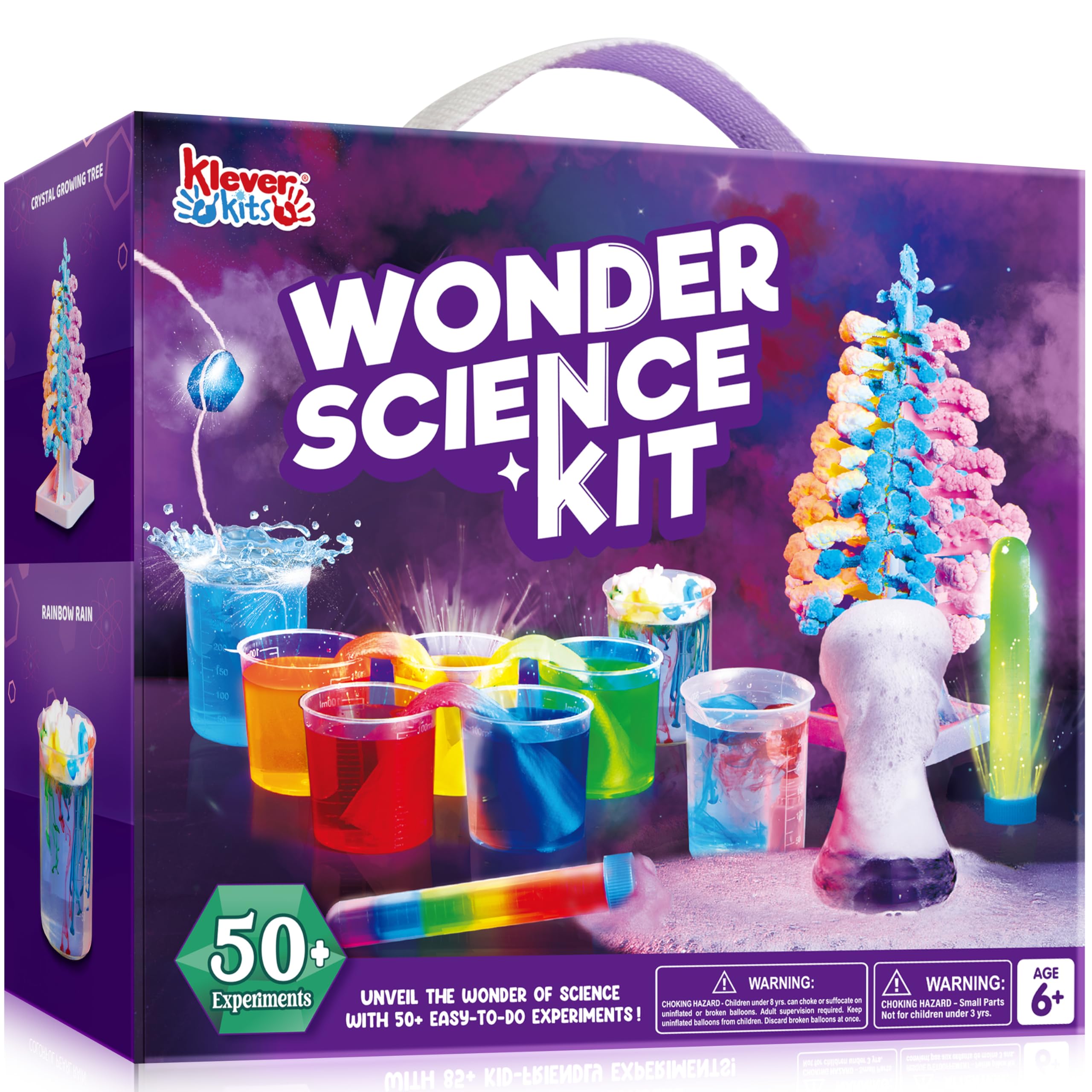 KLEVER KITS 50+ Kids Science Experiment Kits,STEM Toys Crystal Growing Kit for Kids,Bicolor Flower Chemistry Set, Educational Toy Gifts for Boys Toys Age 6+, Science Kits for Kid Age 10