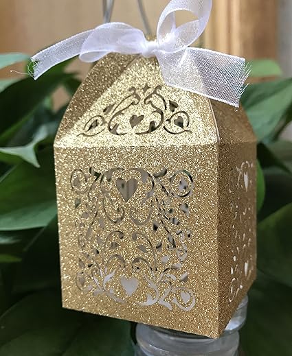 Home Kitchen 100pcs Glitter Paper Silver Laser Cut Wedding Favor