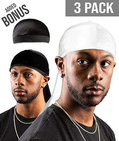Premium Velvet Durag For Men By Royal Waves Pack Of 3 White