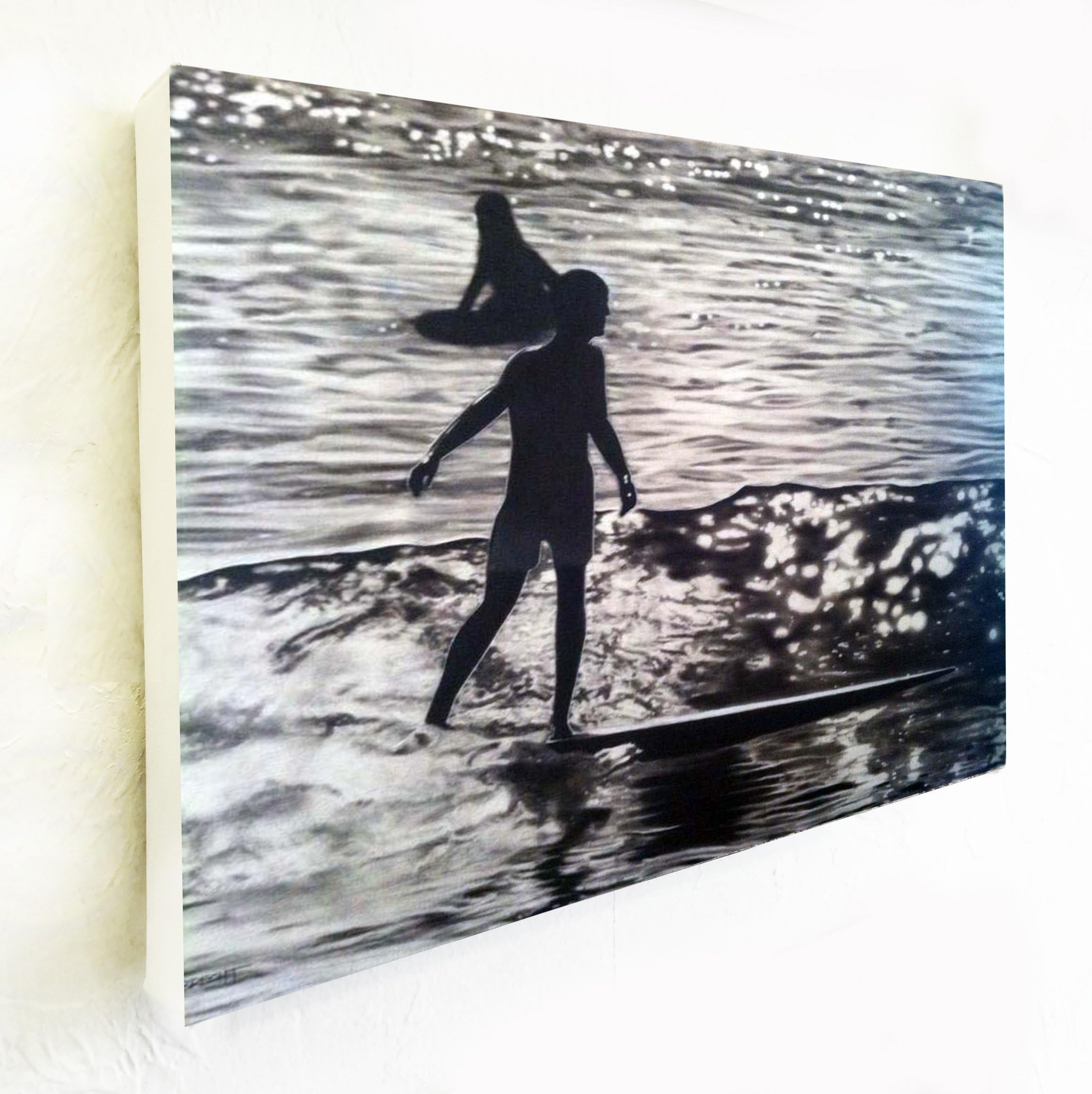 Date Night Surfing Couple San Onofre 36" X 26" Fine Art Canvas Print By Dave Hobrecht