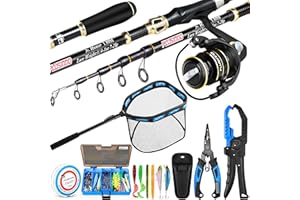 PLUSINNO Fishing Gear,Full Fishing kit Include Fishing Rod and Reel Combo, Tackle Box with Fishing Lures, Fishing Accessories, Fishing Pliers,Fishing Gifts for Men with Fishing Tool Kit