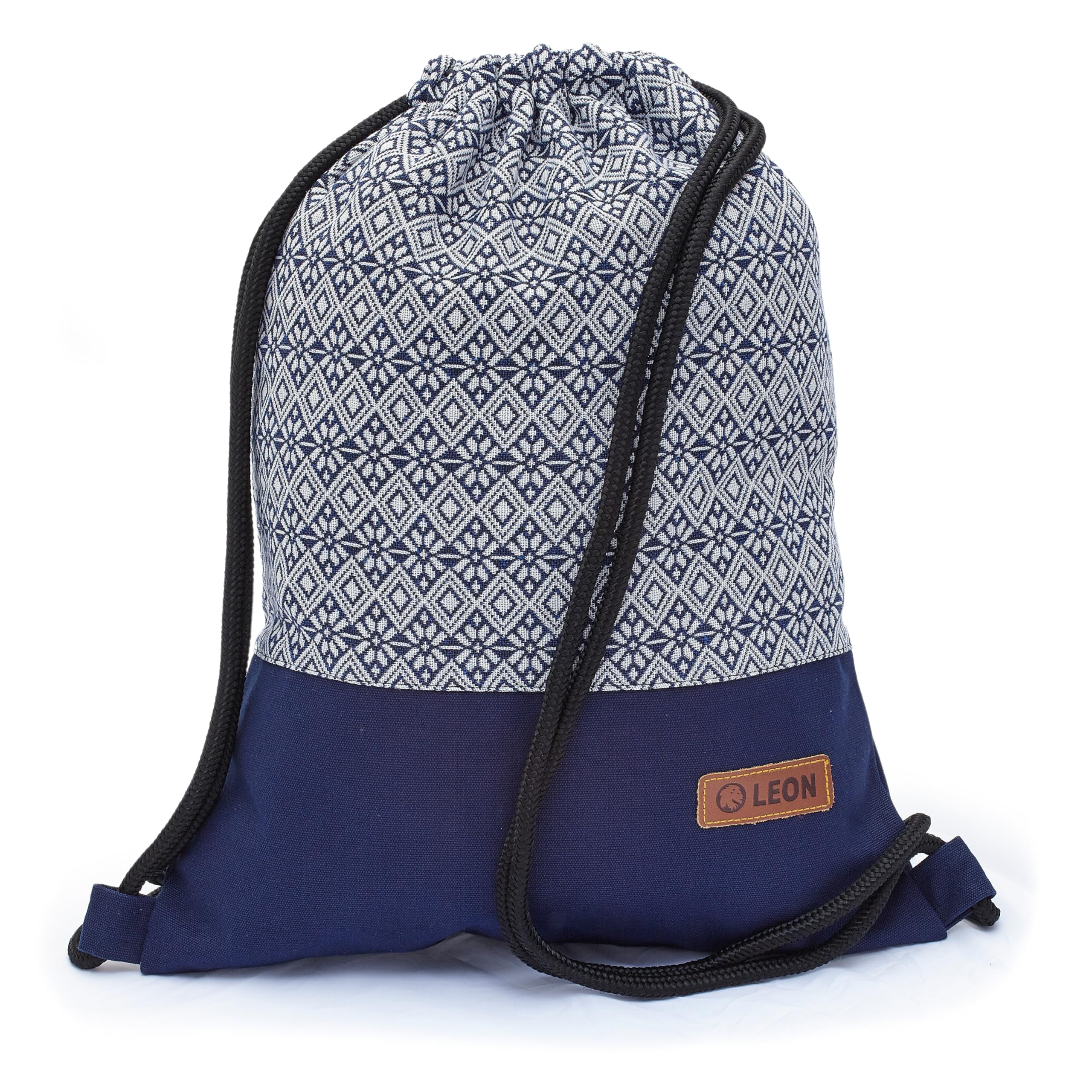 By Bers Leon Gym Bag with Inner Pockets Zip Backpack Bag Bag Women Men Gym Bag Draw String, Boho 003 blue, Gym bag gym bag backpack gym bag bag bag