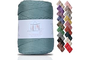 Makromecity, Premium Polyester Macrame Cord 3mm x 131 Yards (394 feet) 3mm Polypropylene Crepe Green Macrame Cord Crochet Macrame Bag Cord Crafts for Wall Hangings, Bags, Underplate, Rug