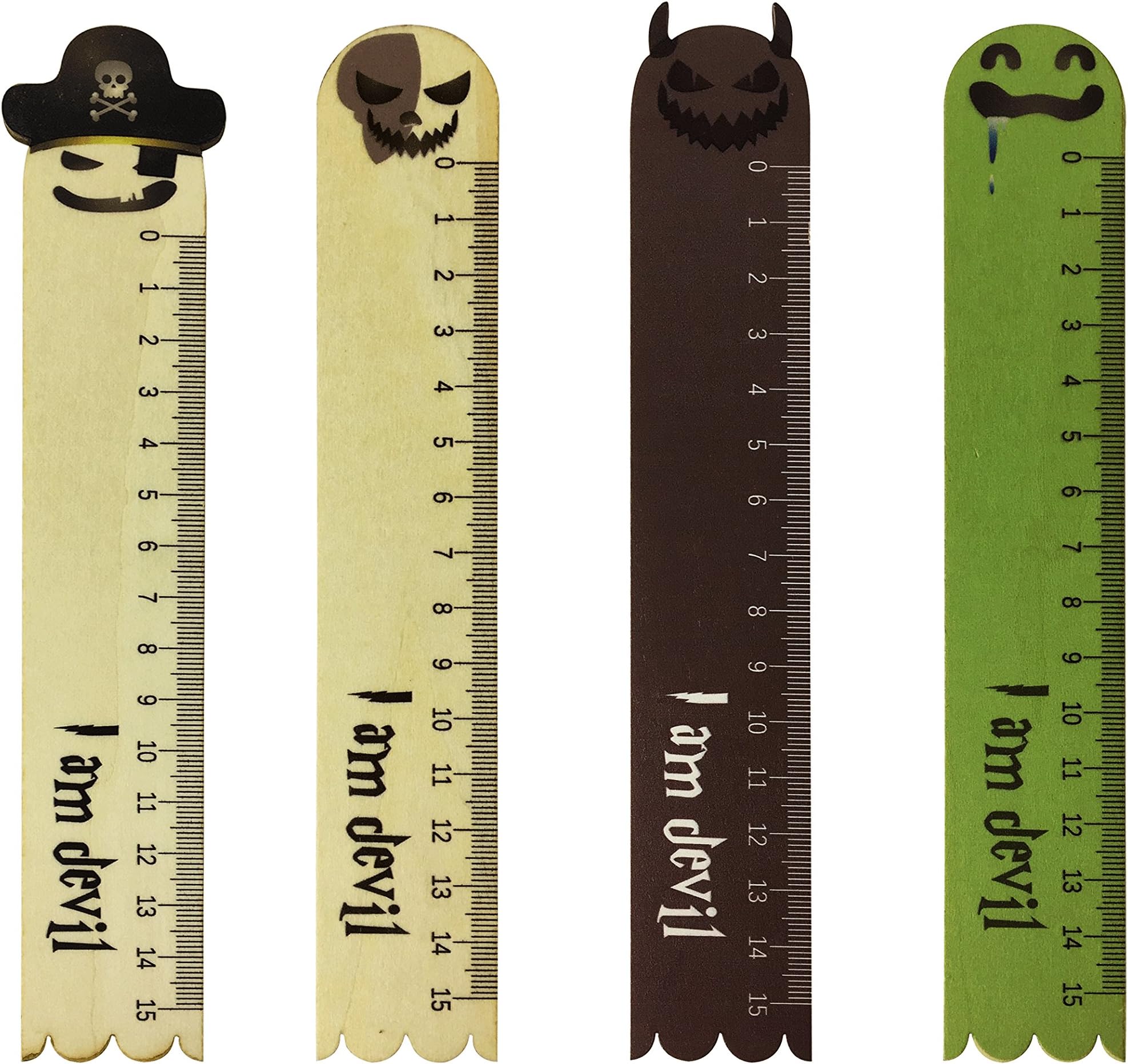 Bag of Small Things Multipack Devil Shapes Wooden Ruler (Set of 4)