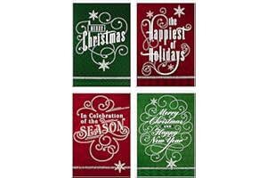 Hallmark Image Arts Christmas Boxed Cards Assortment, Elegant Lettering (4 Designs, 24 Cards with Envelopes)