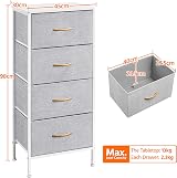 Yaheetech Vertical Narrow Chest of Drawers 4-Drawer Fabric Storage Unit Light view 3