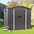 Vongrasig Outdoor Storage Shed, 6 x 4 FT Outside Metal Garden Shed with Large Window and Lockable Door, Waterproof Tool Shed for Backyard Patio, Lawn and Garden (Gray)