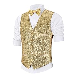 Pixiemain Mens Sequin Vest Christmas Party Vest