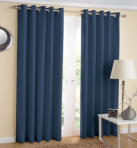 Hachette Blackout Curtains Eyelet Ring Top Navy Blue 90 X 90
