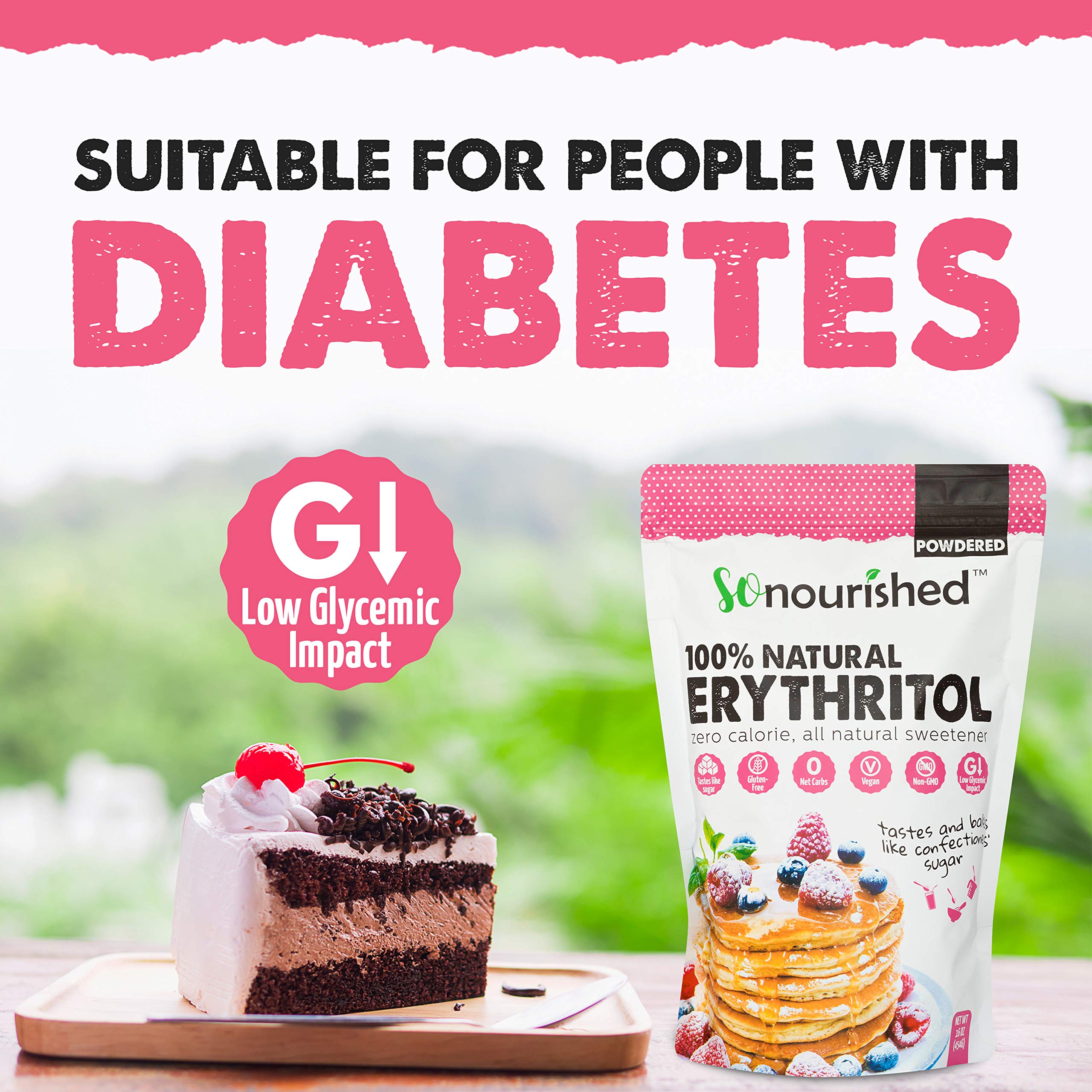 Powdered Erythritol Sweetener (1 lb / 16 oz) Perfect for Diabetics